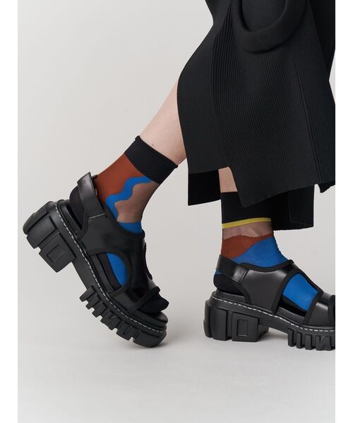 【新品】UN3D. ホールカッティングレザーサンダル ブラック38サイズ UN3D. サンダル HOLE CUTTING LEATHER SANDAL / ホール