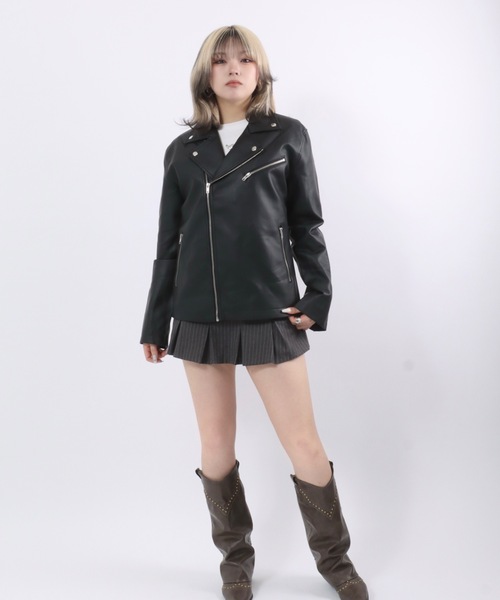 革ジャン ライダース ダブルライダースジャケット フェイクレザー/合皮