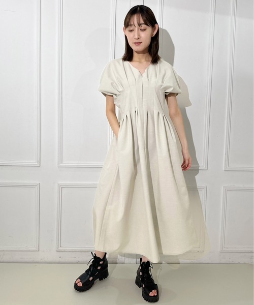 AVIE（アビィ） ワンピース リネンライクタックロングワンピース