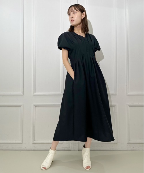AVIE（アビィ） ワンピース リネンライクタックロングワンピース 