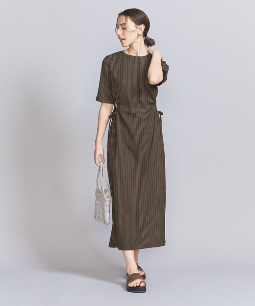 beauty&youth サイドホール ショートスリーブワンピース black BEAUTY&YOUTH UNITED ARROWS サイドホール ショートスリーブ