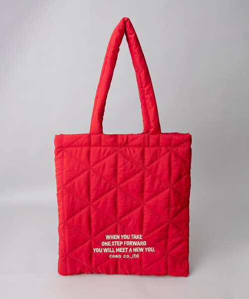 coen（コーエン） トートバッグ ロゴ刺繍 幾何柄 キルトトートバッグ
