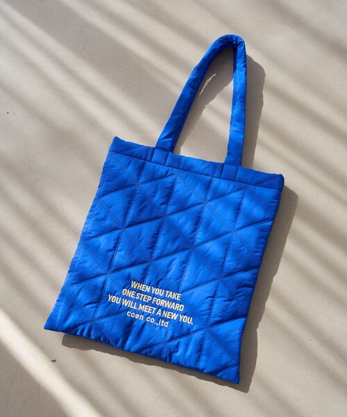 coen（コーエン） トートバッグ ロゴ刺繍 幾何柄 キルトトートバッグ