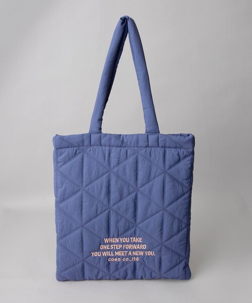 coen（コーエン） トートバッグ ロゴ刺繍 幾何柄 キルトトートバッグ