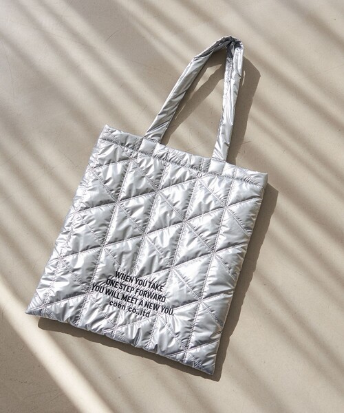 coen（コーエン） トートバッグ ロゴ刺繍 幾何柄 キルトトートバッグ
