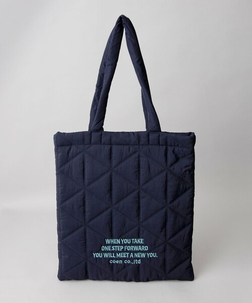 coen（コーエン） トートバッグ ロゴ刺繍 幾何柄 キルトトートバッグ