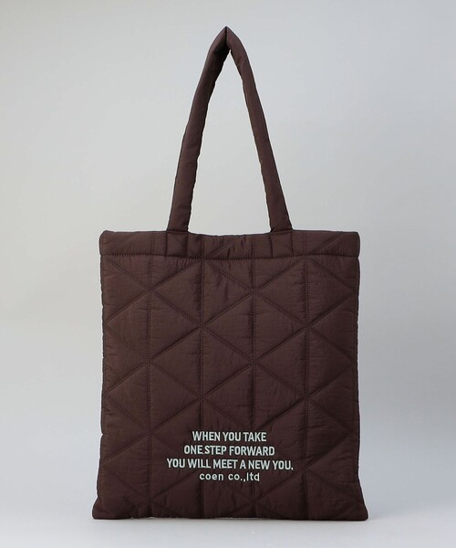 coen（コーエン） トートバッグ ロゴ刺繍 幾何柄 キルトトートバッグ