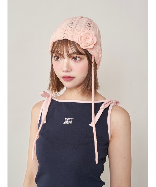 新品未開封　ダーリッチ　クロシェビーニー　ホワイト　ニット帽 Darich ニット帽 ニットキャップ クロシェビーニー レディース