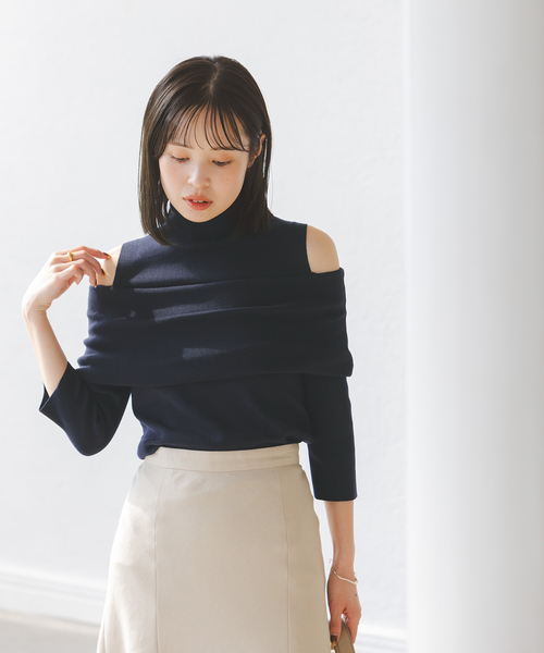 NOBLE ハイネックオフショルニット◆新品 NOBLE ニット セーター 「追加」ハイネックオフショルニット