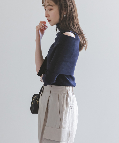 NOBLE ハイネックオフショルニット◆新品 NOBLE ニット セーター 「追加」ハイネックオフショルニット