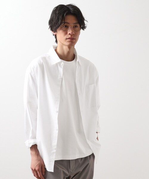 THE SHOP TK シャツ 綿麻ポリCOOLMAX（R）長袖シャツ メンズ