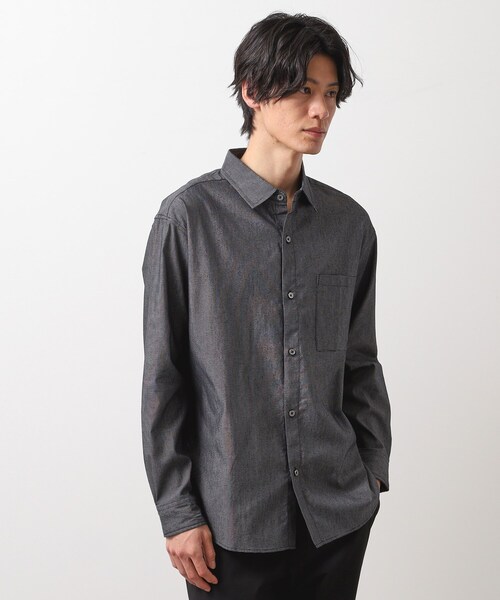 THE SHOP TK シャツ 綿麻ポリCOOLMAX（R）長袖シャツ メンズ