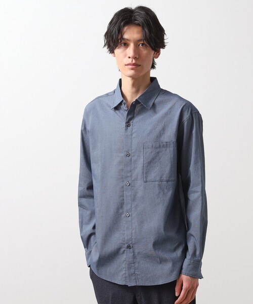 THE SHOP TK シャツ 綿麻ポリCOOLMAX（R）長袖シャツ メンズ