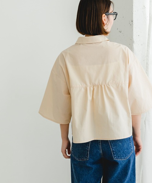 ブラウス シャツ ハーフスリーブクロップドシャツ レディース BONLECILL ブラウス シャツ クロップドハーフスリーブシャツ