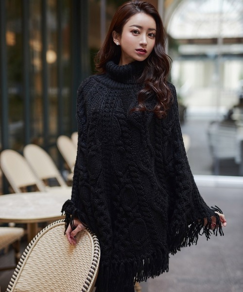 「emiriawiz」 ニットポンチョ FREE ブラック レディース_画像3