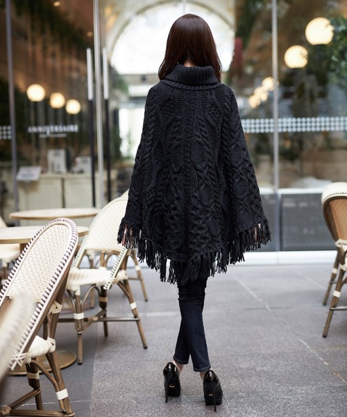 「emiriawiz」 ニットポンチョ FREE ブラック レディース_画像4