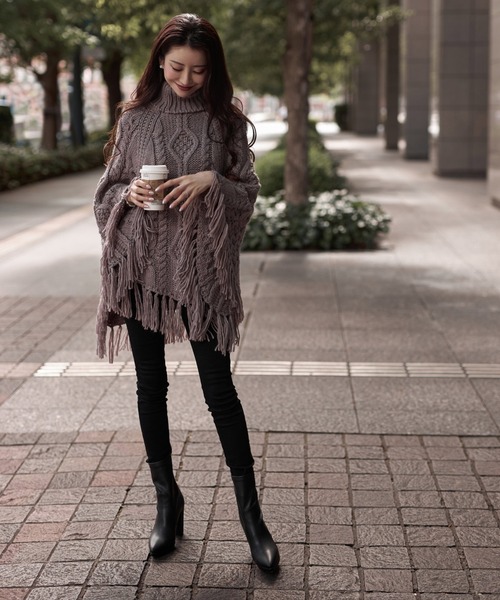 「emiriawiz」 ニットポンチョ FREE ブラック レディース_画像5