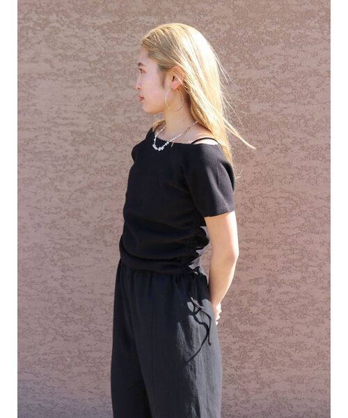 Ungrid（アングリッド） tシャツ サイドギャザーボートネックTee