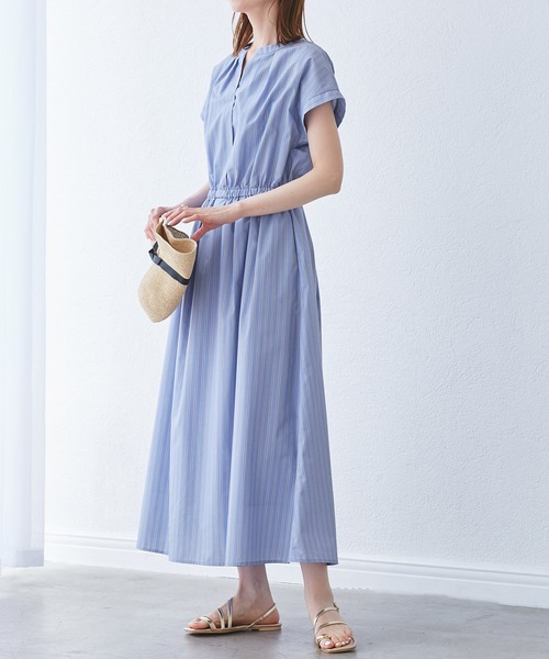 もんROPE PICNIC スキッパーシャツワンピース ネイビー ROPÉ PICNIC(ロペピクニック) / 【WEB限定】【UVカット・接触冷