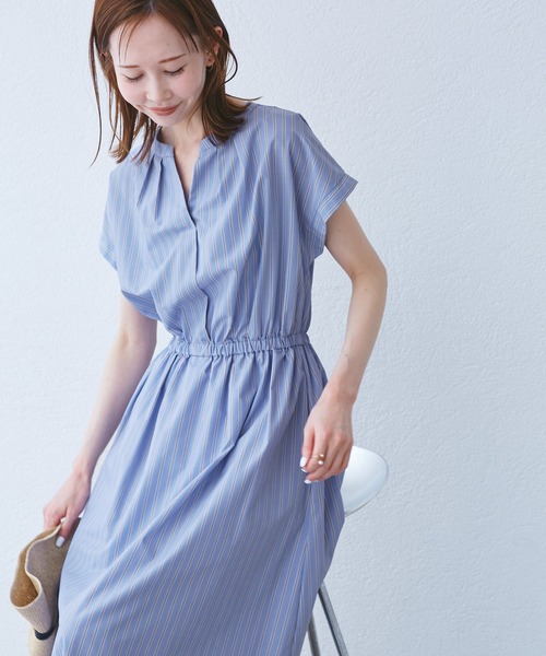 もんROPE PICNIC スキッパーシャツワンピース ネイビー ROPE' PICNIC｜【WEB限定】【UVカット・接触冷感・イージーケア