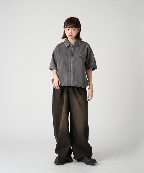 kutir（クティール） シャツ VINTAGE LIKE DRAW CORD SHORT ZIP SHIRT