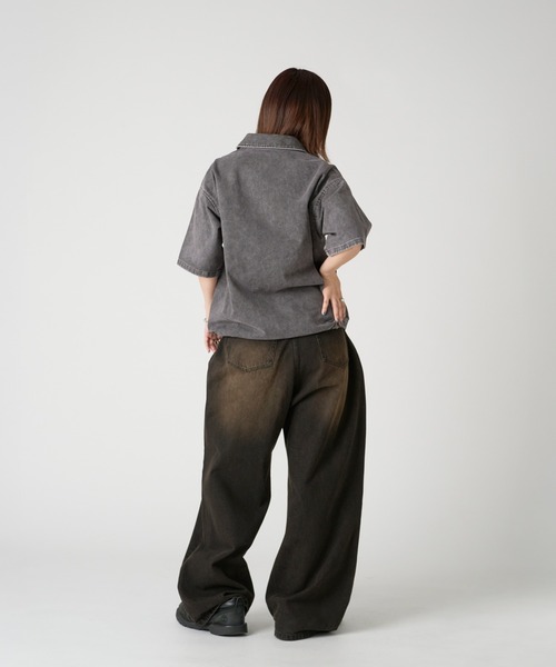 kutir シャツ VINTAGE LIKE DRAW CORD SHORT ZIP SHIRT