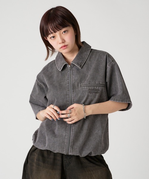 kutir シャツ VINTAGE LIKE DRAW CORD SHORT ZIP SHIRT
