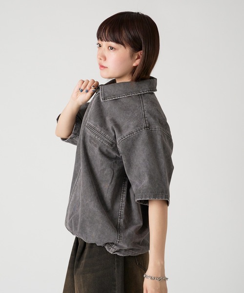 kutir シャツ VINTAGE LIKE DRAW CORD SHORT ZIP SHIRT