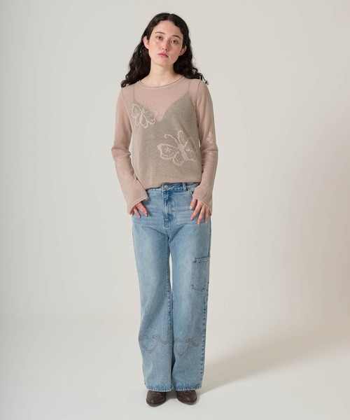 tシャツ オリジナル柄 透かし編みプルオーバー TINA：JOJUN レディース TINA：JOJUN tシャツ オリジナル柄 透かし編みプルオーバー