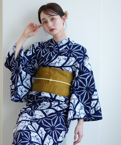3504美品　麻の葉　絞りの本浴衣　大人の浴衣 113-fma1_m1.jpg