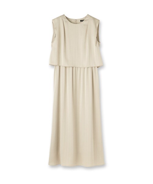 インディヴィ（INDIVI）/【洗える／UVケア／セット見え】ストライプ柄サテンワンピース INDIVI（インディヴィ） ワンピース 「洗える／UVケア／セット見え