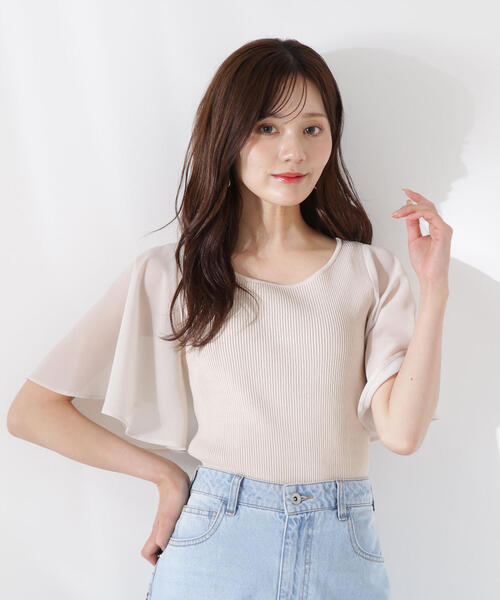 ニット セーター 袖シアーリブニット レディース PROPORTION BODY DRESSING ニット セーター 袖シアーリブニット