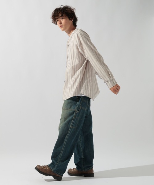 niko and…（ニコアンド） シャツ ストライプベースボールシャツ メンズ