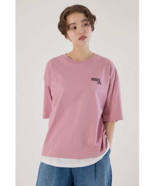 レイヤードポロカットソー BRW ブラウン ピンク ナチュラルビューティーベーシック NATURAL BEAUTY BASIC レイヤード