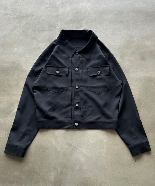 もん 2点セット 9/2 ジャケット黒フリー シャツM ブライトリーセットアップ】マニッシュストライプ 2WAYストレッチ