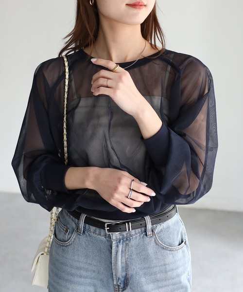 「Riberry」 長袖カットソー MEDIUM ネイビー レディース