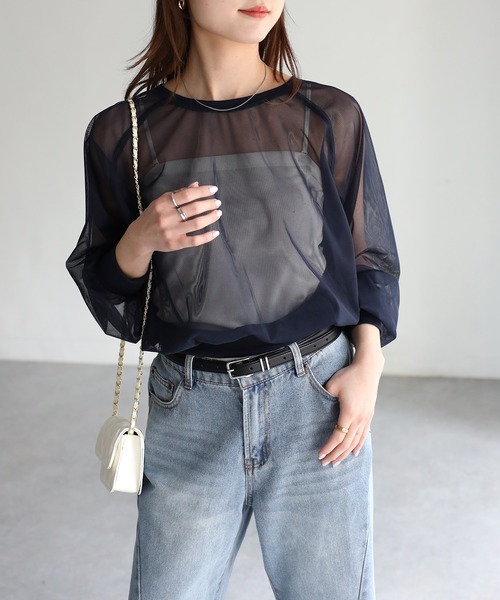 「Riberry」 長袖カットソー MEDIUM ネイビー レディース