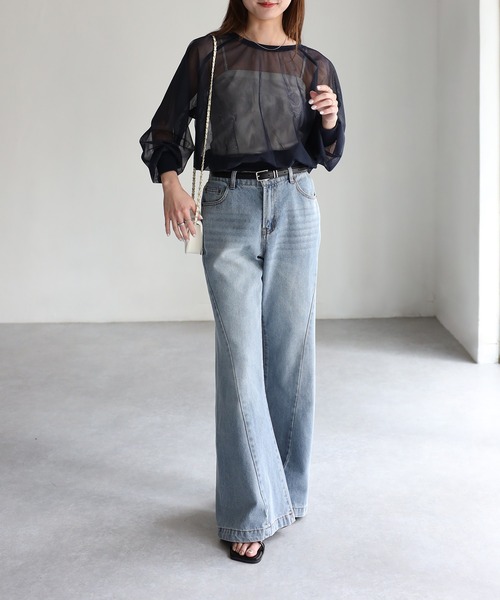 「Riberry」 長袖カットソー MEDIUM ネイビー レディース