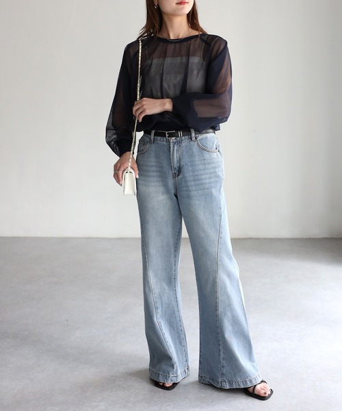 「Riberry」 長袖カットソー MEDIUM ネイビー レディース