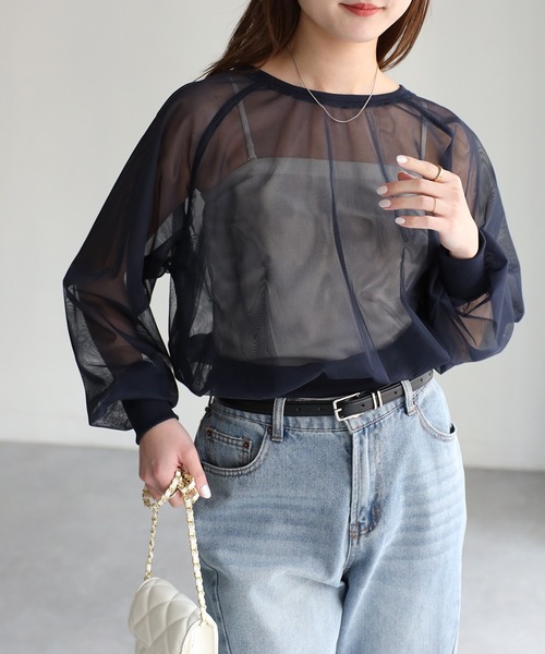 「Riberry」 長袖カットソー MEDIUM ネイビー レディース
