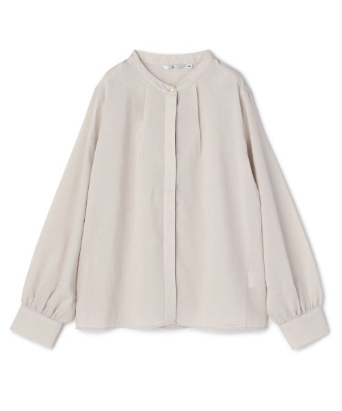 美品＊BEIGE, ベイジ　バンドカラーシャツ　定価3.5万　フレア袖　比翼仕立 ピンタック比翼バンドカラーシャツ(02_M 20_オフホワイト