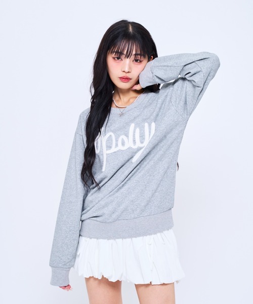 MARK&LONA トレーナー スウェット レディースウェア ロゴ ラメ Poly Jam トレーナー スウェット Fur logo sweat / ファーロゴラメ