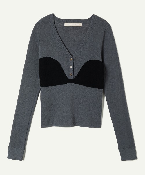 Leinwande ニットセーター グレー 長袖 leinwande（ラインヴァンド） ニット セーター Bra Intarsia Knit