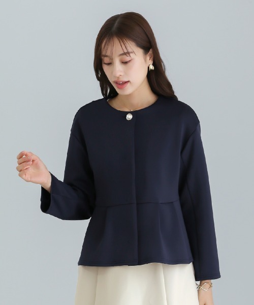 新品未使用【ジュンアシダ】黒ノーカラー ジャケットシンプルニットウール裏地あり ADORE｜ウールサキソニーノーカラージャケット | Rakuten Fashion(楽天