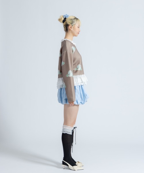 monepine ニット セーター lace lace rose knit／レース薔薇ニット