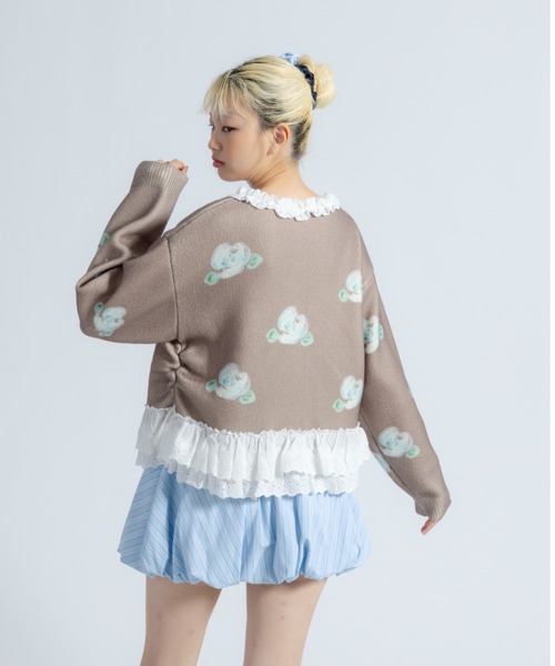 monepine ニット セーター lace lace rose knit／レース薔薇ニット