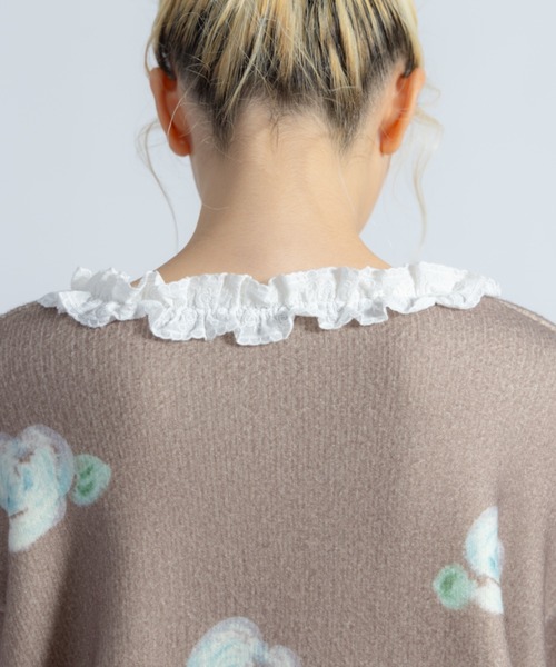 monepine ニット セーター lace lace rose knit／レース薔薇ニット
