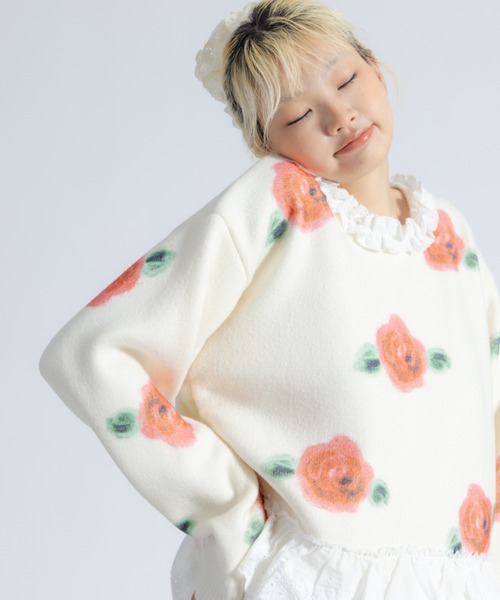monepine ニット セーター lace lace rose knit／レース薔薇ニット