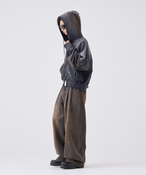 soerte パーカー Heavy weight double zip-up hoodie（decadent paint
