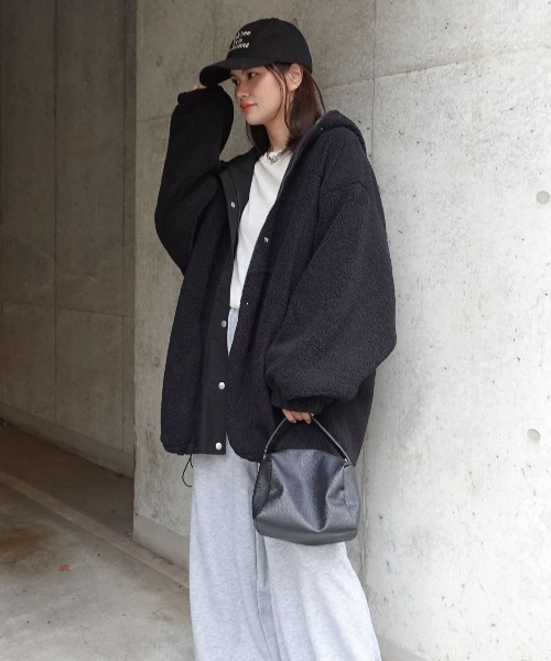 CORNERS（コーナーズ） ブルゾン アウター ボアビッグシルエットフード